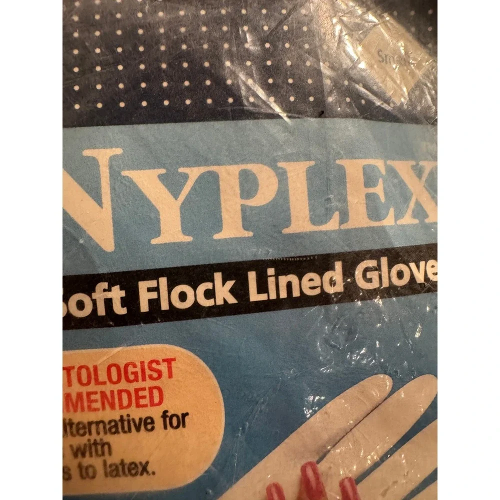 Vintage 1998‎ Nyplex Flock Lined Gloves Size Small New Old Stock Rare Blue color
